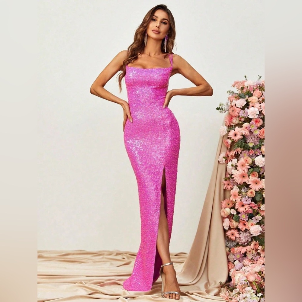 Faeriesty Spaghetti Straps Backless Split Thigh S… - image 1